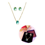 Conjunto Colar E Brinco Semijoia Ouro 18k
