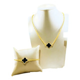 Conjunto Colar E Pulseira Trevo Verniz Luxo 18k Virginia