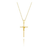 Conjunto Colar Pingente Crucifixo Folheado A Ouro 18k De Qualidade C Garantia Banho D Ouro Caixinha D Brinde Pode Molhar