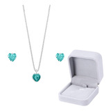 Conjunto Colar Prata 925 Brincos Coração Zircônia Cai