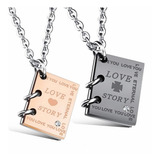 Conjunto Colares Aço Masculino E Feminino Casal Livro Gravar