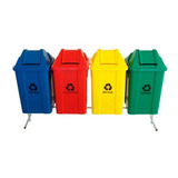 Conjunto Coleta Seletiva 04 Cestos Quadrado 100 Litros Jsn