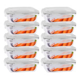 Conjunto Com 10 Potes Vidro 1040ml Hermético Marmita 4 Trava