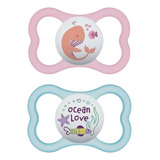 Conjunto Com 2 Chupetas Air 6 Meses Rosa E Azul Mam