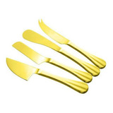Conjunto Com 4 Facas Para Queijo De Aço Inox Positano Lyor Cor Dourado