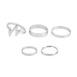 Conjunto Com 5 Anéis Prata Batimentos Aliança Delicados