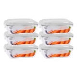 Conjunto Com 6 Potes Vidro 1040ml Hermético Marmita 4 Travas