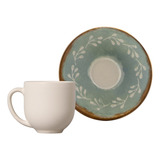 Conjunto Com 6 Xícaras De Café Com Pires Coup Mediterrâneo 112ml Cor Branco Estampado Porto Brasil