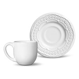 Conjunto Com 6 Xícaras De Café Com Pires Madeleine 72ml Branco Porto Brasil Cerâmica