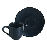 Conjunto Com 6 Xícaras De Café Com Pires Orgânico Night Blue Porto Brasil Avant Garde Cor Azul 120 Ml
