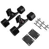 Conjunto Combinado De Caminhão De Skate Conjunto Combinado De Caminhão Longboard De Skate De 2 Peças Com Acessórios De Hardware De Rolamento De Almofada De Riser De Roda Preta