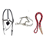 Conjunto Completo Cabeçada Mangalarga Argolada Rédea E Freio