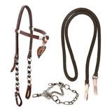 Conjunto Completo Cabeçada Mangalarga Argolada Rédea E Freio