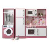 Conjunto Completo Cozinha Lavanderia Geladeira Infantil Mdf