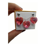 Conjunto Coração Swarovski Padparadascha Boreal Prata 925