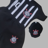 Conjunto Corinthians Bebe Menino Mesversário 3 Peças