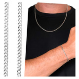 Conjunto Corrente Pulseira Grumet Masculino Aço Inox Kit