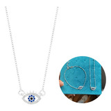 Conjunto Corrente Pulseira Veneziana Olho Grego Prata 925