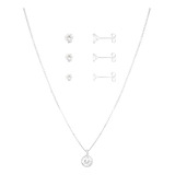 Conjunto Corrente Trio Brinco Ponto Luz Prata 925 md 
