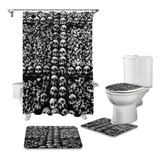 Conjunto Cortina Chuveiro À Prova D água Com Caveira