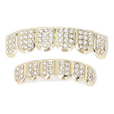 Conjunto Cos Hip Hop Teeth Grillz Banhado A Ouro
