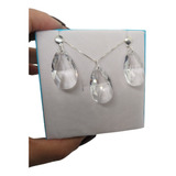 Conjunto Cristal Swarovski Gota 2 8 Cm Cristal Prata 925
