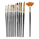 Conjunto De 12 Peças De Pincéis De Nylon Para Colorir Aquarela Pincéis De Acrílico Pincéis Para Todos Os Fins Kits Profissionais De Artistas