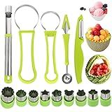 Conjunto De 14 Colheres De Melão Baller Conjunto De Ferramentas De Frutas De Aço Inoxidável 4 Em 1 Removedor De Sementes Com Cortador De Frutas E Vegetais Conjunto De Descascador De Frutas Para