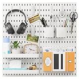 Conjunto De 16 Peças Kits Organizadores De Parede De Plástico Branco 4 Peças De Placa De Pinos E 12 Acessórios Para Pendurar Modulares Conjuntos De Painéis De Painel De Suporte De Parede Para