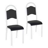Conjunto De 2 Cadeiras Jantar Ciplafe Cris Tubo Branco Cor Do Assento Preto