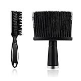 Conjunto De 2 Escovas De Barbeiro Com Lâmina De Barbeiro Escova De Limpeza De Pescoço Escova De Limpeza Para Barbearia Uso Doméstico Preta