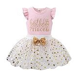 Conjunto De 2 Peças De Saia De Verão Para Bebês E Meninas De Princesa Sem Mangas Regata De Malha Com Pontos Saia Tutu A Princes De Aniversário Rosa 4 5 Years