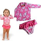 Conjunto De 2 Peças Roupa De Banho Bebê Menina Piscina Praia Camisa Manga Longa Biquini Calcinha Proteção UV 50 1 
