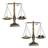 Conjunto De 2 Torres De Joias Libra De Metal Vintage Armazenamento Organizador De Cosméticos Suporte De Mesa Central De Balança Armazenamento De Joias Antigas Suporte De Velas De Fazenda Preto 