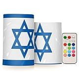 Conjunto De 2 Velas Sem Chama Azul Bandeira De Israel Com 2 Velas Grandes Sem Chama Cintilantes  Controle Remoto  Café  Decoração De Piso De Férias