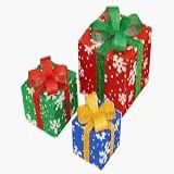 Conjunto De 3 Caixas De Presente Iluminadas- Decoração Natalina- Vermelho- Verde E Azul Com Flocos De Neve