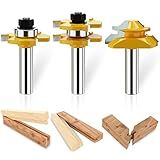 Conjunto De 3 Ferramentas De Brocas De Roteador De Língua E Ranhuras Ajustáveis Em Forma De T Cortador De Madeira De 1 27 Cm Com Haste De 45 Lock Miter Bit 1 2 Polegada Para Roteador Mesa Base Roteador Cozinha EW 003 1 2 Tongue And Groove Router Bit Tool Set