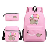 Conjunto De 3 Mochilas Escolares Com Estampa De Gato Fat Kat