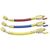 Conjunto De 3 Peças Hvac De Baixa Perda- Válvula Esférica R134A R410A R22 R12 Com Mangueiras De Carregamento- Conjunto De Manifold De Alta Pressão De Refrigeração De Ar Condicionado- Rosca SAE De 0-63 Cm- 17-78 Cm