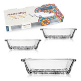 Conjunto De 3 Tigelas Retangulares Em Vidro 220ml Hamburgo