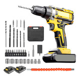 Conjunto De 35 Peças E 3 Mode Parafusadeira Furadeira De Impacto Profissional 2 Baterias 21v