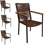 Conjunto De 4 Cadeiras De Alumínio Com Corda Sintética E Braços De Madeira Peroba Design Moderno E Confortável Para Ambientes Internos E Externos Ideal Para Varandas ALUMINIUM DECOR MARROM 