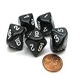 Conjunto De 5 Dados RPG Opacos D10 De 10 Lados 20 Mm Preto Com Números Brancos