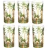 Conjunto De 6 Copos Alto De Cristal Wolff 360ml Mesa Posta Cor Transparente Estampado Em Verde E Marrom