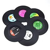 Conjunto De 6 Discos De Vinil Coloridos Com Etiquetas Engraçadas Artesanato Decoração Arte Para Decoração De Festa Artista Estúdio Vintage