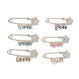 Conjunto De 6 Peças De Coroa De Diamante Completo Banhado A Ouro Azul Mau Olhado 6mm Broche Estilo Turco Com Miçangas E Alfinete De Lapela