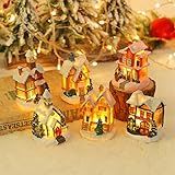 Conjunto De 6 Peças De Vila Natalina Com Luzes LED Para Casas De Vila De Natal Casa De Papelão Ornamentos De Natal Em Miniatura