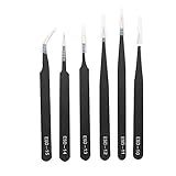 Conjunto De 6 Pinças De Precisão Kit De Pinças ESD Curvadas De Aço Inoxidável Antiestáticas Para Eletrônicos Sodlering Joias Artesanato Trabalho De Laboratório