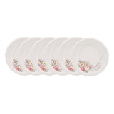 Conjunto De 6 Pratos Lanches 19cm Schmidt Eterna Porcelana