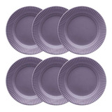 Conjunto De 6 Pratos Rasos Canelé 24cm Roxo Biona